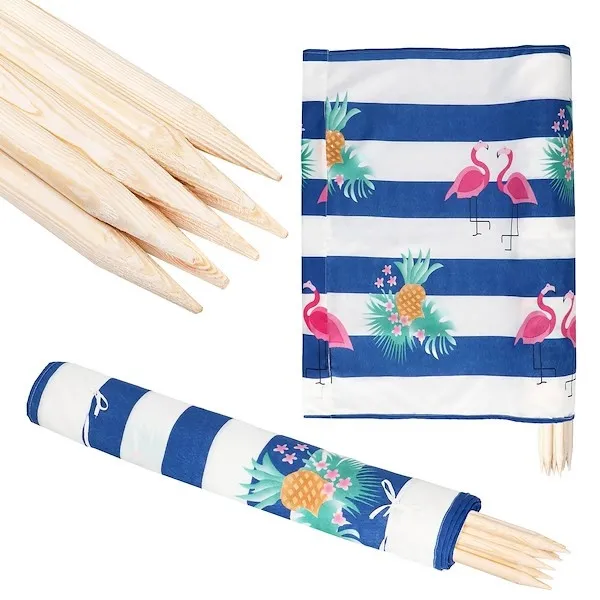 Parawan plażowy 8m flamingi, niebieskie pasy