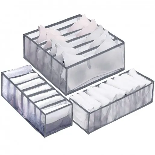 Organizer do szuflady na bieliznę z przegródkami szary