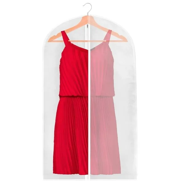 Pokrowiec na ubrania 100 cm garnitur z suwakiem biały transparentny