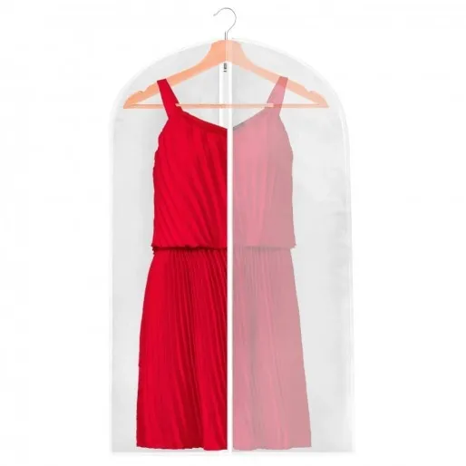 Pokrowiec na ubrania 90 cm garnitur z suwakiem biały transparentny