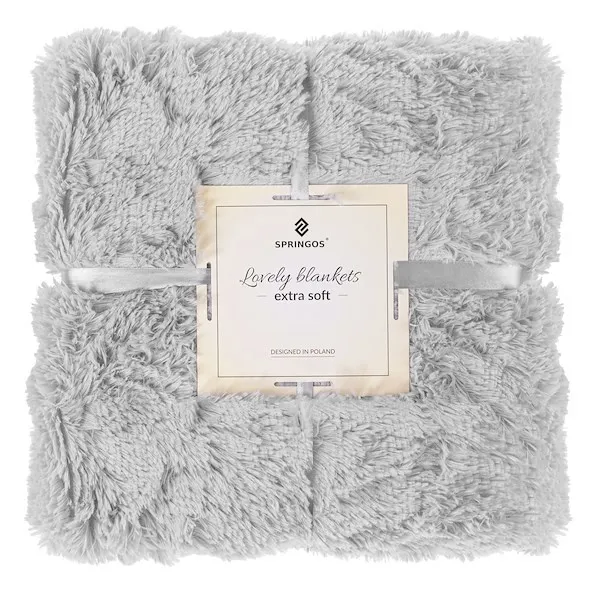 Narzuta na łóżko, koc 200x220 cm dwustronny pled na kanapę szary