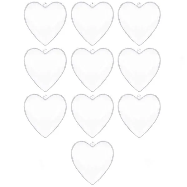 Bombki akrylowe 7cm serce plastikowe decoupage zestaw 10 szt.