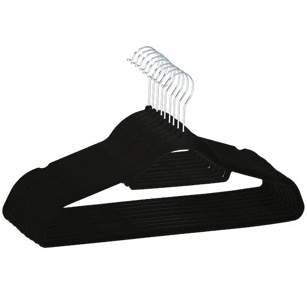 Wieszaki na ubrania 9 szt. welurowe zestaw premium czarny