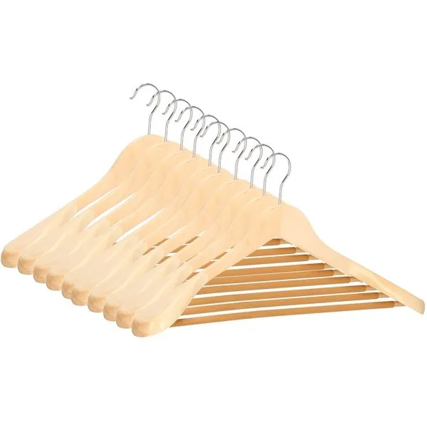 Wieszaki drewniane na garnitur 10 szt. na ubrania naturalne drewno