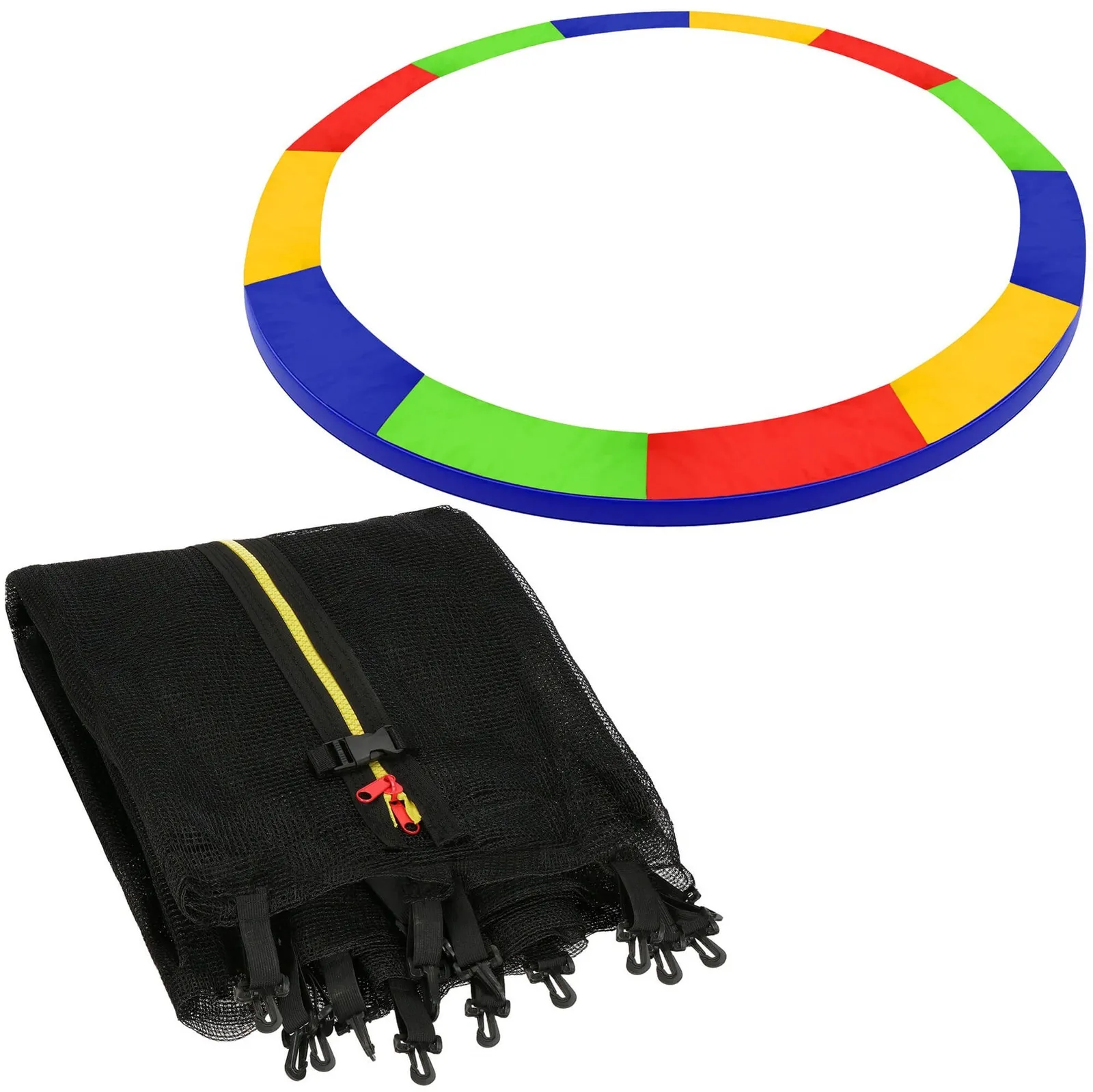 Siatka do trampoliny zewnętrzna z osłoną na sprężyny 396 cm 13 FT 8 słupków multikolor