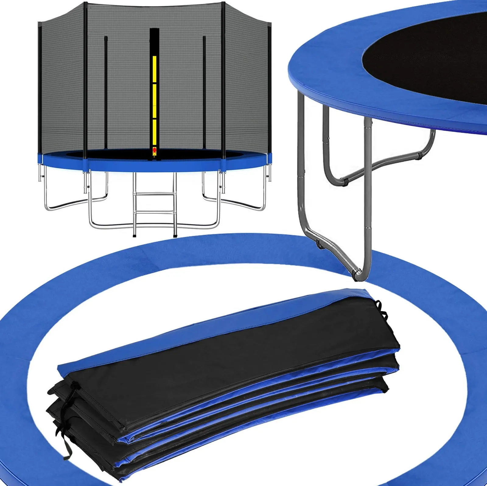 Siatka do trampoliny zewnętrzna z osłoną na sprężyny 366 cm 12 FT 8 słupków niebieska