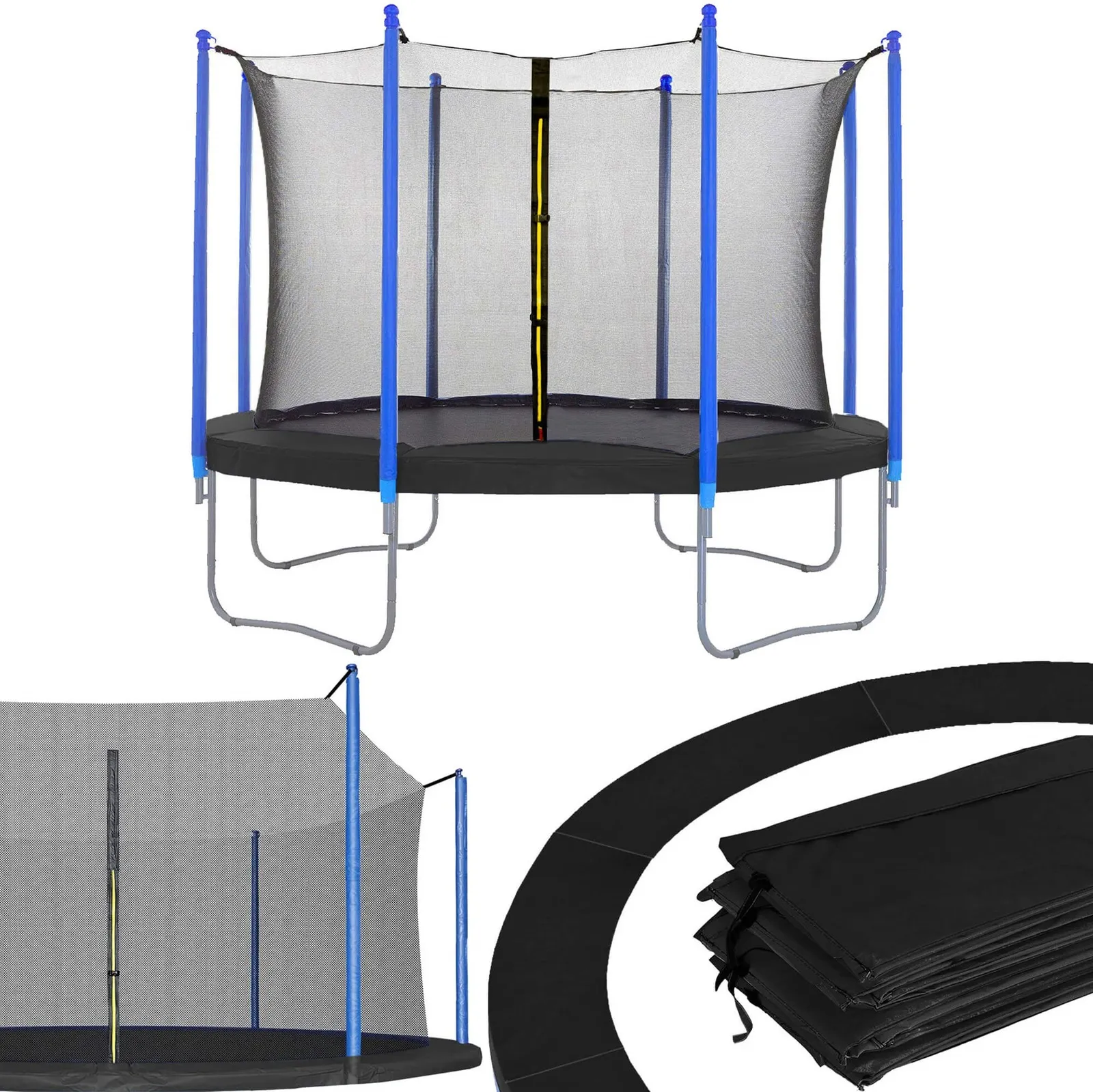 Siatka do trampoliny wewnętrzna z osłoną na sprężyny 244 cm 8 FT 6 słupków czarna