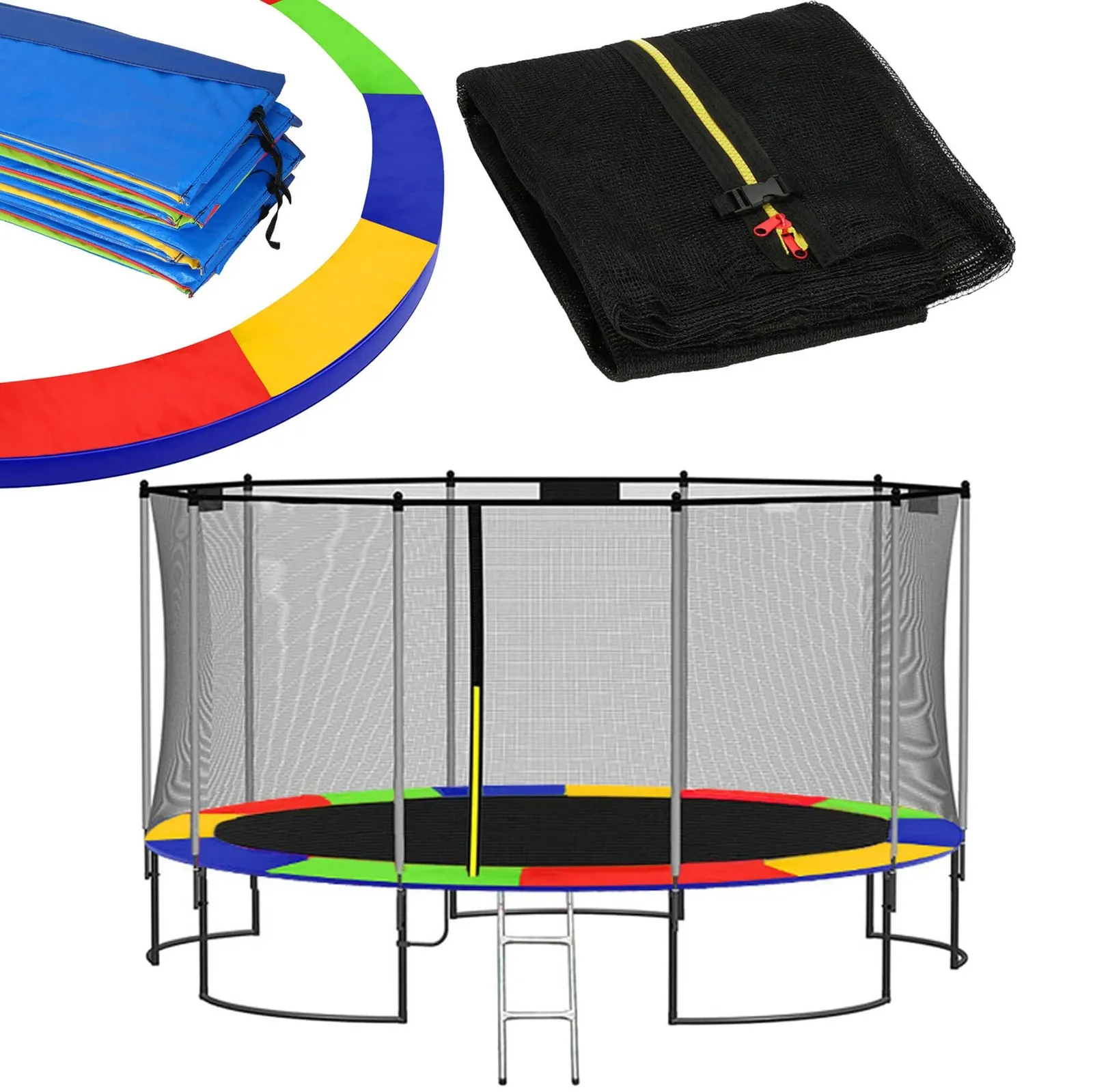 Siatka do trampoliny wewnętrzna z osłoną na sprężyny 426 cm 14 FT 8 słupków multikolor