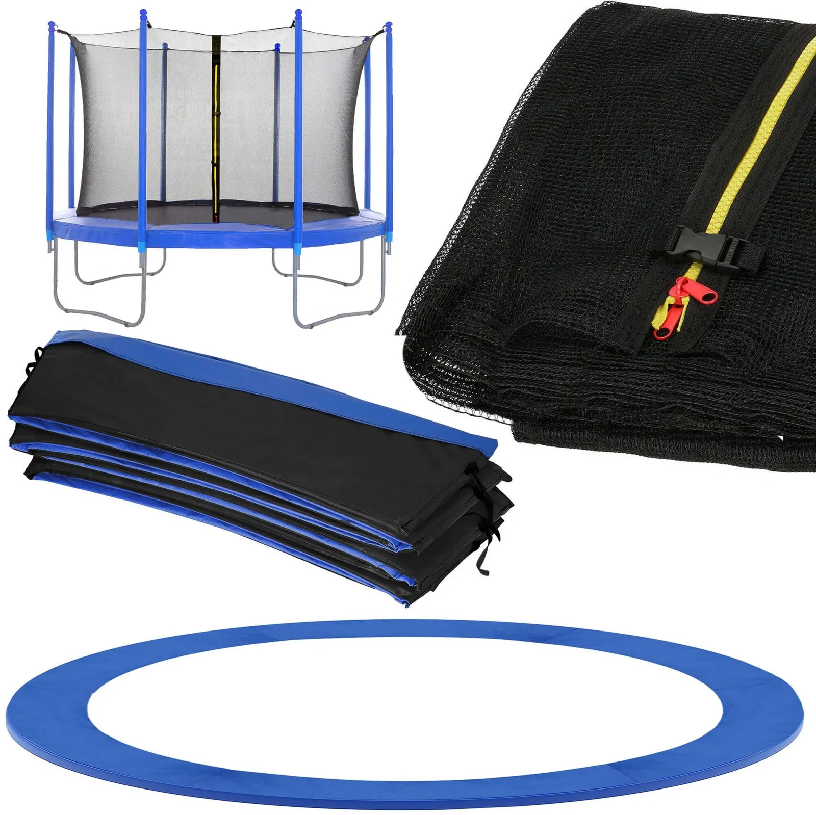 Siatka do trampoliny wewnętrzna z osłoną na sprężyny 426 cm 14 FT 8 słupków niebieska