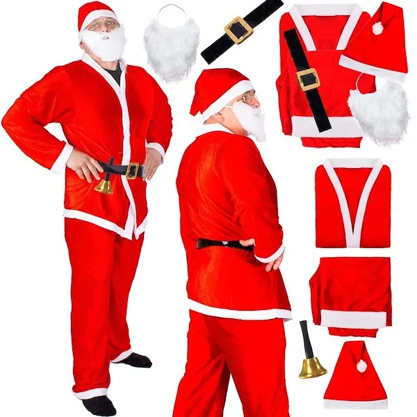 Strój Mikołaja, kostium 6 elementów czerwony