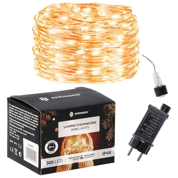 Lampki choinkowe 300 led druciki na prąd biały ciepły