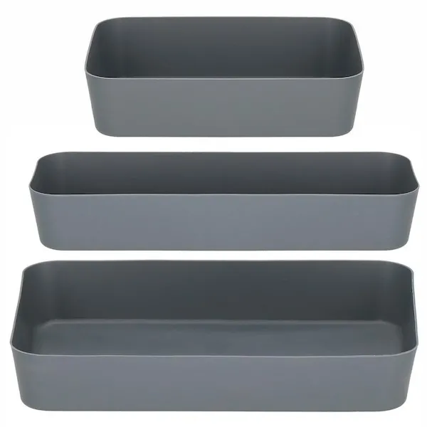 Organizery do szuflady 3 szt. wielofunkcyjne wkłady, pojemniki zestaw szary