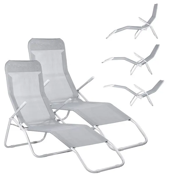 Leżak ogrodowy grawitacyjny szary zero gravity zestaw 2 szt.