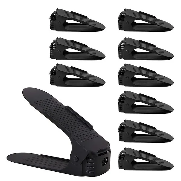 Czarny organizer na buty z 3-poziomową regulacją zestaw 10 szt.