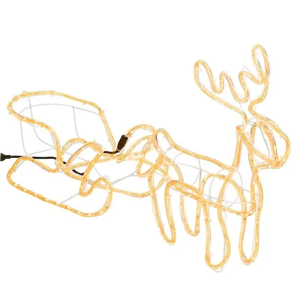 Renifer Led świąteczny z saniami 122 cm świetlna dekoracja do ogrodu biały ciepły