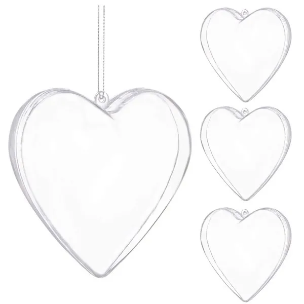 Bombki akrylowe 7cm serce plastikowe decoupage zestaw 4 szt.