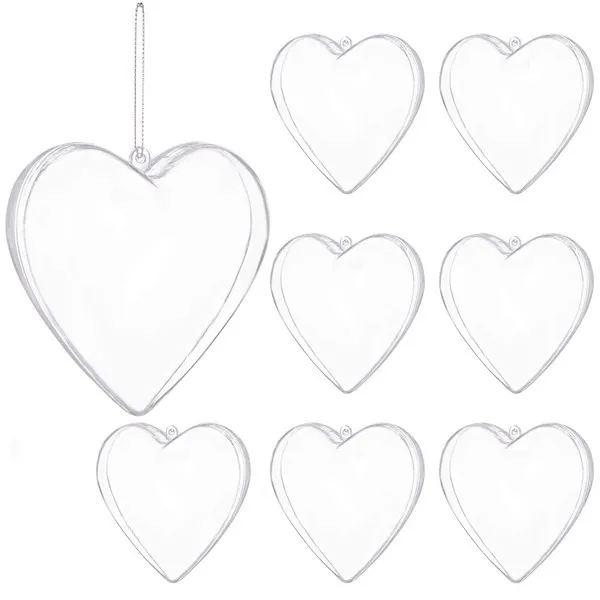 Bombki akrylowe 12cm serce plastikowe decoupage zestaw 8 szt.