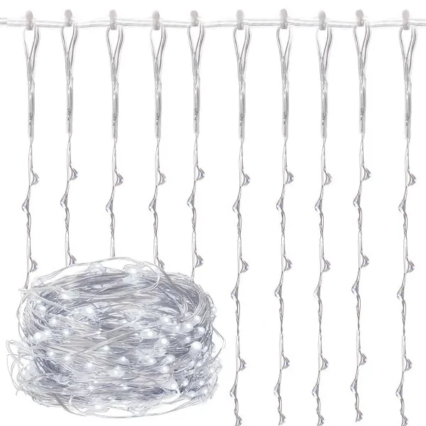 Kurtyna świetlna 400 led girlanda, lampki wewnętrzno-zewnętrzne sople zimny biały