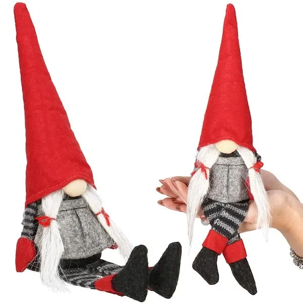 Pani skrzat 38 cm, krasnal siedzący ze zwisającymi nóżkami, gnom