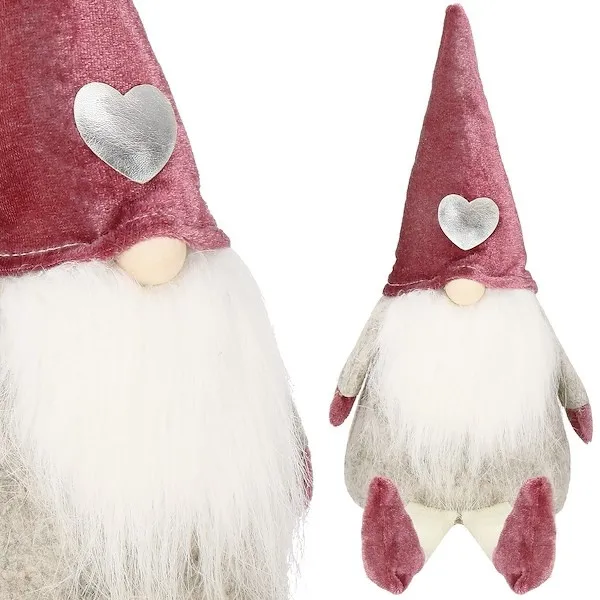 Skrzat świąteczny 40 cm, siedzący gnom, krasnal zwisające nóżki