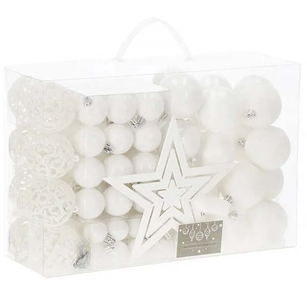 Bombki choinkowe 101 sztuk, białe ozdoby świąteczne