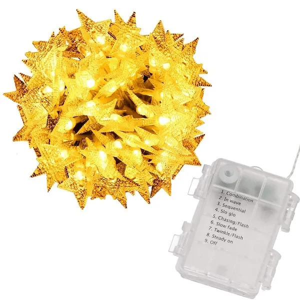 Lampki choinkowe gwiazdki 50 Led biały ciepły 5 m programator 8 trybów