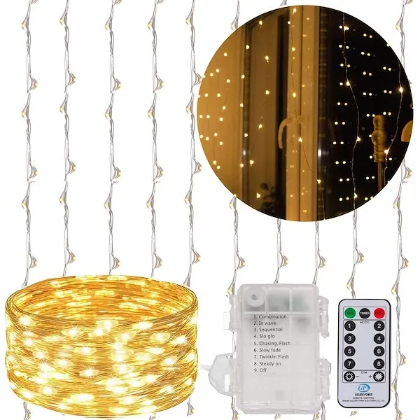 Kurtyna świetlna 300 Led biały ciepły lampki wewnętrzno-zewnętrzne