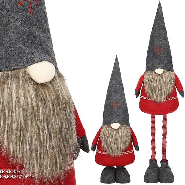 Skrzat świąteczny 95-160 cm, krasnal na teleskopowych nóżkach, gnom