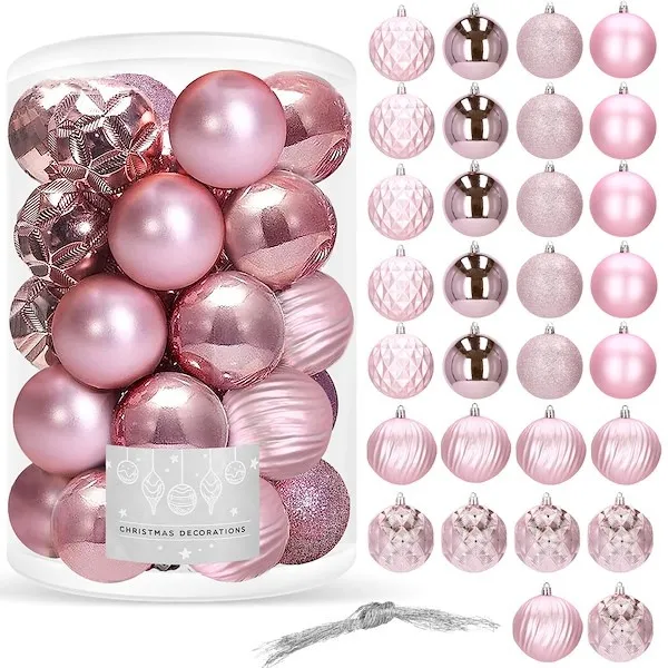Bombki choinkowe 30 szt. 8 cm różowy ozdoby na choinkę dekoracje