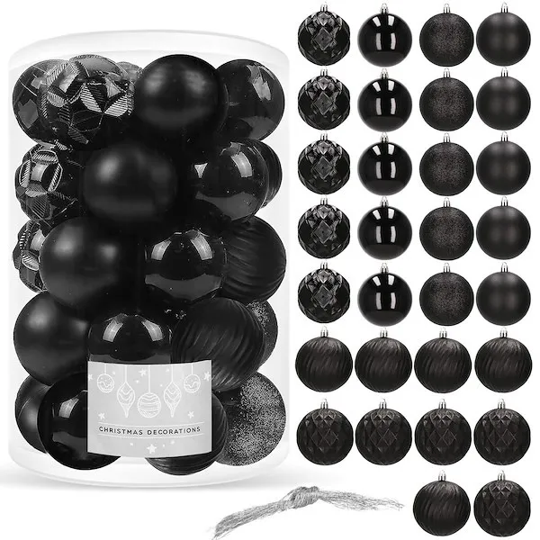 Bombki choinkowe 30 szt. 8 cm czarne ozdoby na choinkę dekoracje