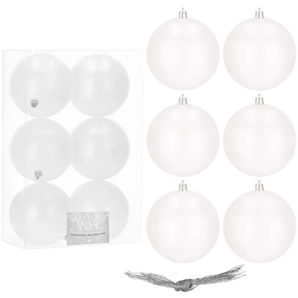 Bombki choinkowe 6 szt. ozdoby świąteczne zestaw perłowy biały