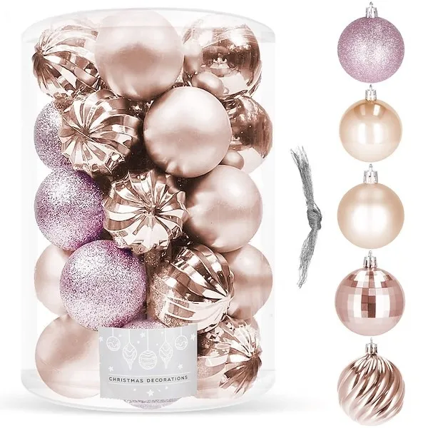 Bombki choinkowe 20 szt. ozdoby świąteczne różowy
