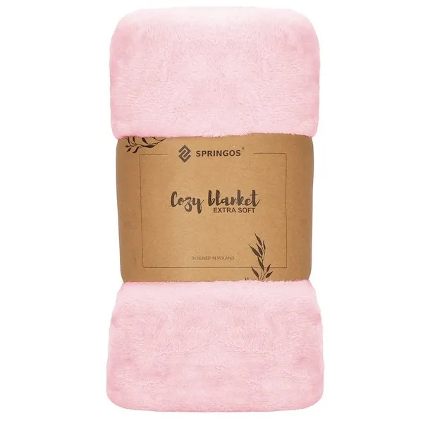 Narzuta na łóżko różowy koc 70x160 cm pled na kanapę