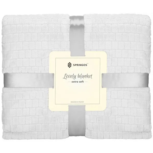 Narzuta na łóżko, koc 170x210 cm jasnoszary dwustronny, tłoczony na kanapę