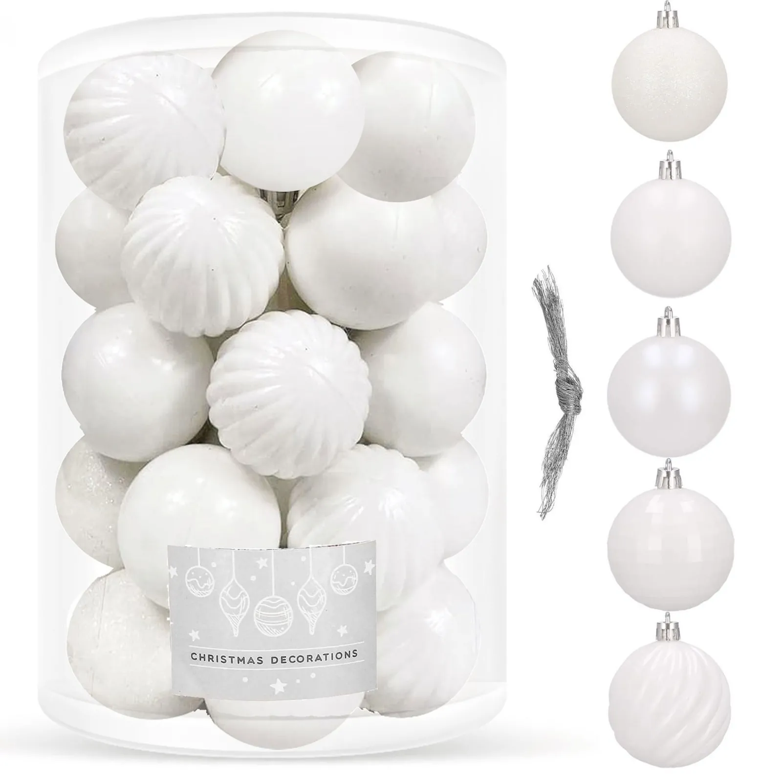 Bombki choinkowe 20 szt. ozdoby świąteczne zestaw 7 cm biały