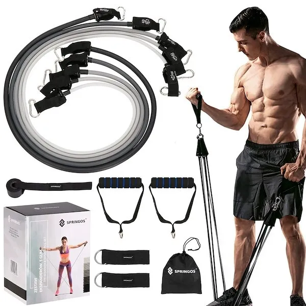 Guma oporowa zestaw 5 szt. taśma do ćwiczeń, ekspander 4,5-22,7 kg szara