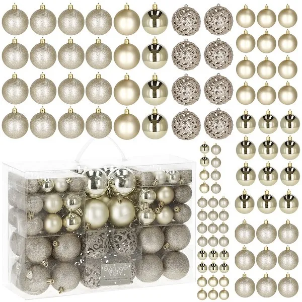 Bombki choinkowe 100 szt. ozdoby świąteczne zestaw 6/4/3 cm złote