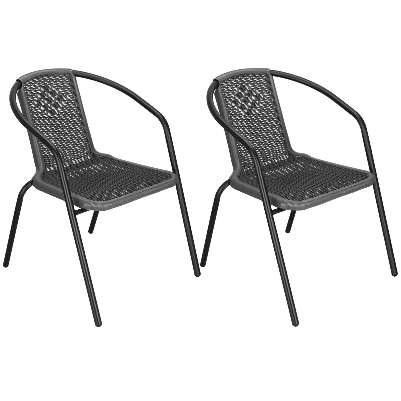 Krzesła ogrodowe 2 szt. metalowe, plecione krzesło na balkon szare zestaw mix