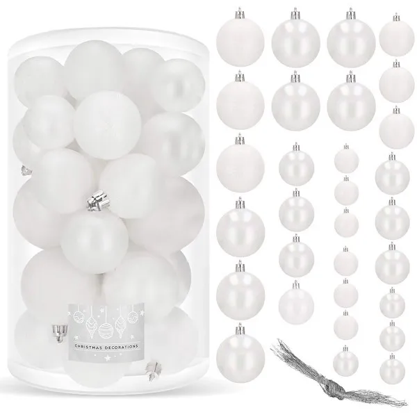 Bombki choinkowe 30 szt. ozdoby świąteczne biały