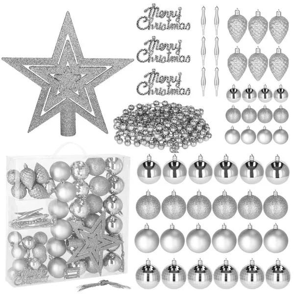 Bombki choinkowe 51 szt. ozdoby świąteczne srebrny