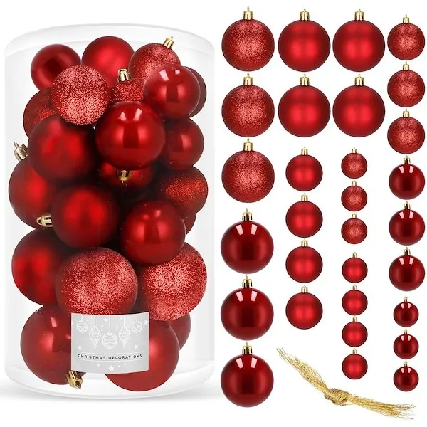 Bombki choinkowe 30 szt. ozdoby świąteczne czerwony