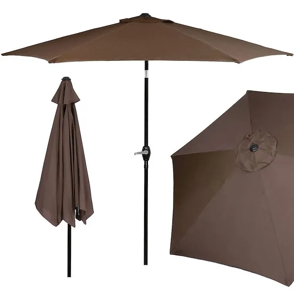 Parasol ogrodowy 260 cm składany na balkon duży brązowy