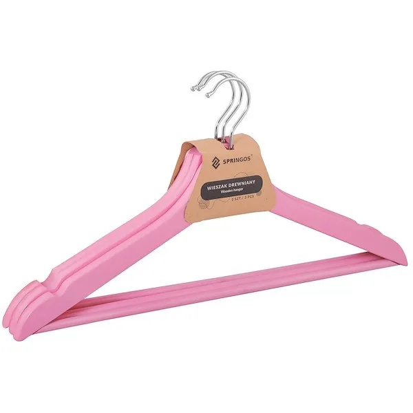 Wieszaki na ubrania drewniane zestaw 3 szt. różowe