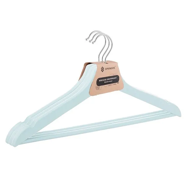 Wieszaki na ubrania drewniane zestaw 3 szt. niebieskie