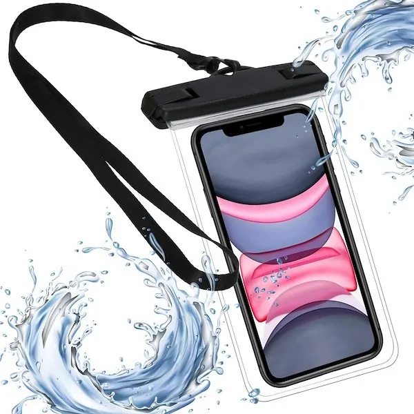 Etui wodoodporne na telefon 18x11 cm nerka saszetka na pas przezroczysta