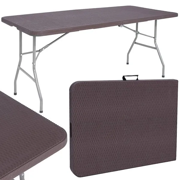 Stół cateringowy 180 cm bankietowy składany w walizkę stolik ogrodowy, turystyczny brązowy