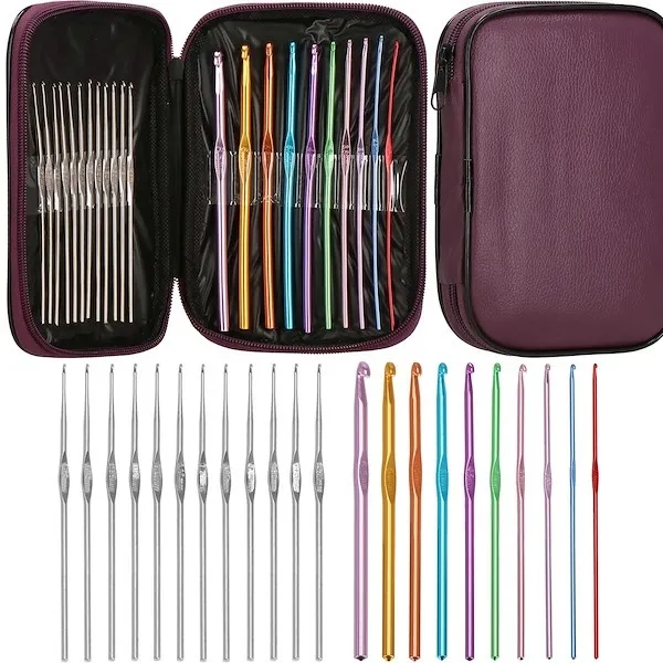 Zestaw do szydełkowania 22 szt. kolorowe szydełka aluminiowe i stalowe z etui