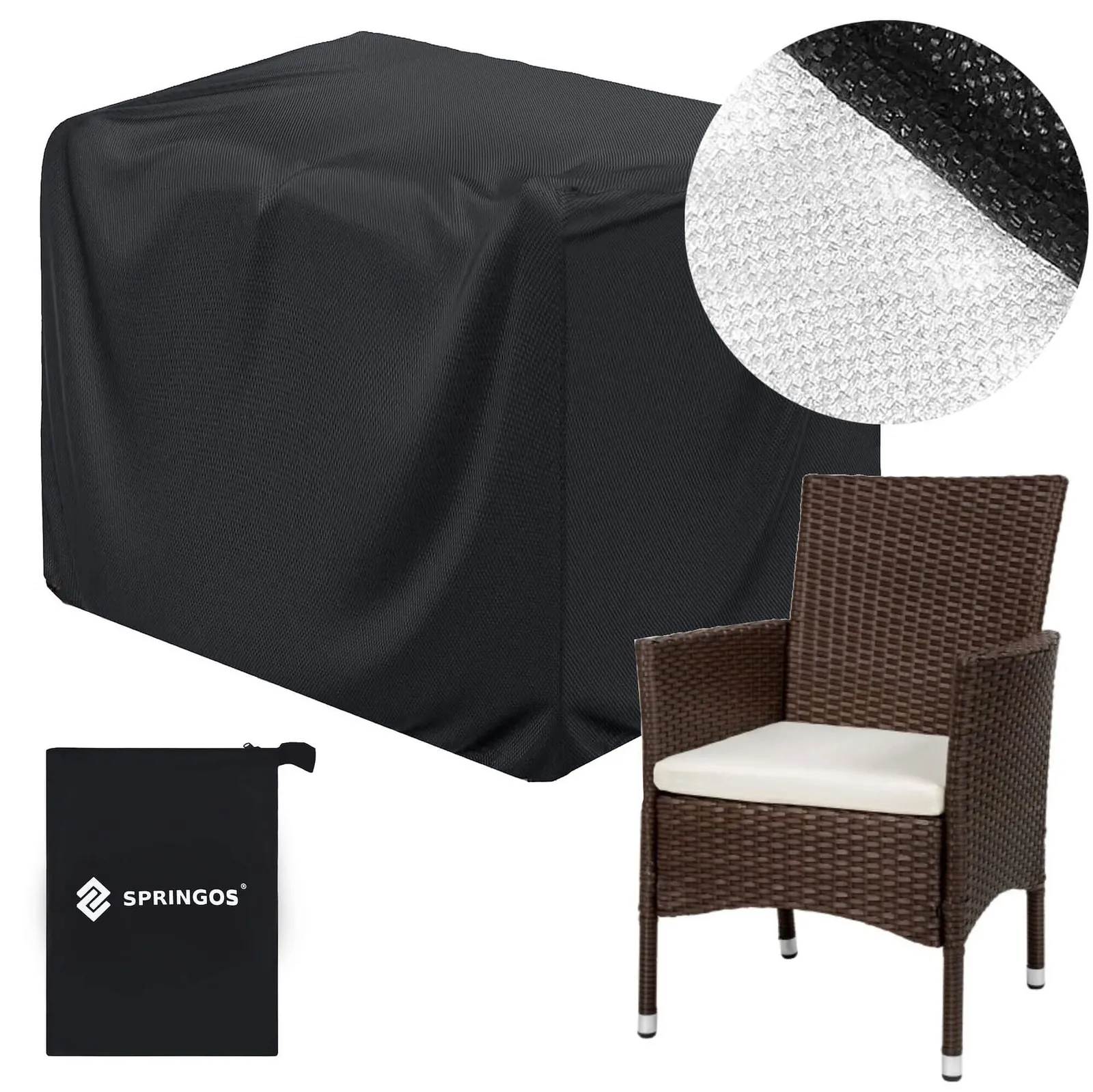 Pokrowiec na krzesła ogrodowe 120 x 75 x 70 cm czarny, wodoodporny