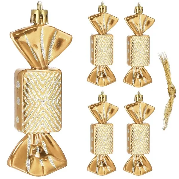 Bombki choinkowe 5 szt. ozdoby świąteczne zestaw cukierki 8cm złoty