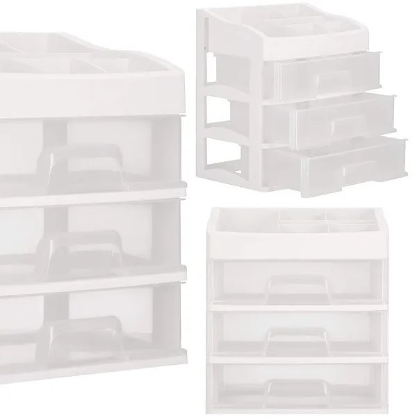 Szkatułka na biżuterię i kosmetyki 26,5x23,3x17 cm organizer z przegródkami mleczny